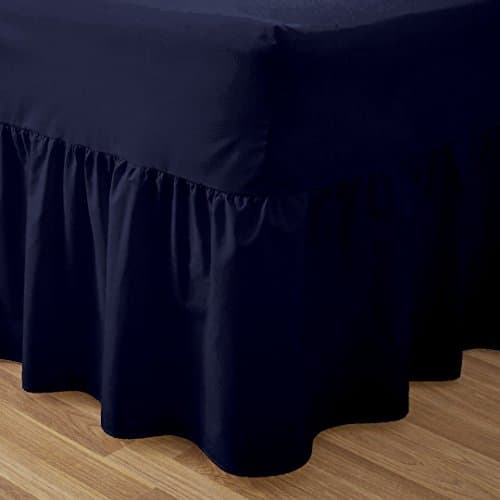 Poly Cotton Fitted Valance Bed Sheets In Various Colors &amp; Sizes (Single, Navy Blue)