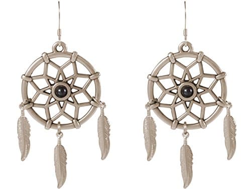 Gemshine - Dreamcatcher Earrings - Silver - Boho - Feather - 7 cm