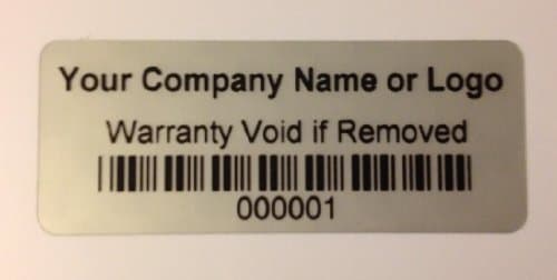1,000 Silver Matte Asset Identification Security Labels 1.5" x 0.6" (38mm x 15mm), Custom Print.