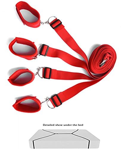 Under the Bed Props-Bed Tied limit Bound with Straps -Restraints Bundled Props For Couples Play (Red)