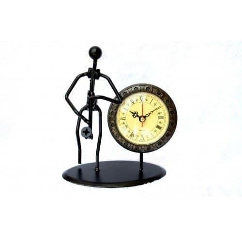 Creative Iron Table Clock Home Decoration Desk Clock,Black Analog Vintage Design Desk and Shelf for Living Room Bathroom Decoration Perfect Gift and Classical Decoration table Clock