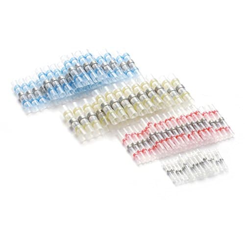 180pcs Waterproof Wire Connector Set with Case, 4 Sizes Solder Seal Heat Shrink Electrical Butt Connectors Terminals Set Insulated Marine Automotive Copper (45White 60Red 60Blue 15Yellow)