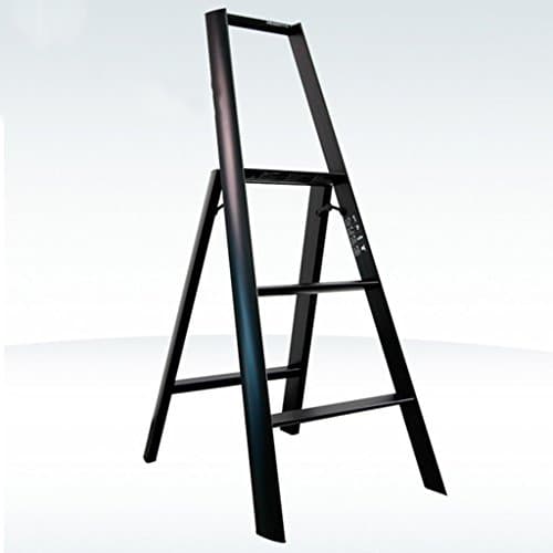 WSSF- Ladders stools Herringbone Ladder Folding 3 Step Aluminum Alloy Stepladder Stool Indoor Thick Small Ladder Stool Household Multi-purpose Non-Slip Tread Stair Stool Garden & Kitchen Tool Color Optional, 53*16*133cm ( Color : Black )