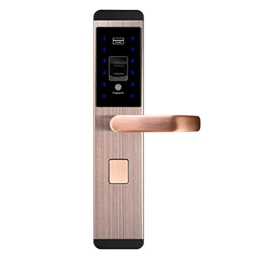 Fingerprint Lock Electronic Security Doors Card Fingerprint Lock Home Smart Lock,RedBronze-OneSize