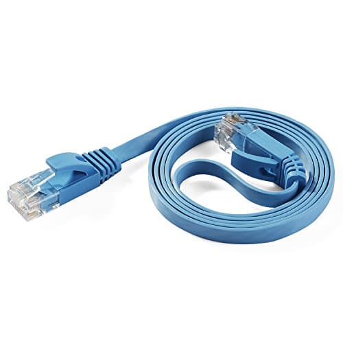 Hexagon Network - Ethernet Cable Cat6 Flat 3ft Blue, Network Cable Cat 6 Flat Slim Ethernet Patch Cable, Internet Cable With Snagless RJ45 Connectors - 3 Feet Blue