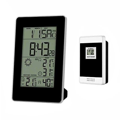 iLifeSmart Multi-functional Wireless Weather Station, Large LCD Color Display Weather Clock with Indoor/Outdoor Wireless Sensor, Temperature Humidity Monitor Thermometer, Pressure Measure for Home