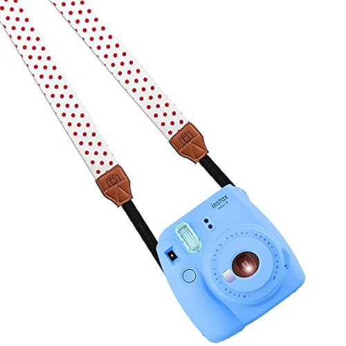 Katia Cotton Camera Shoulder Neck Strap for Fujifilm Instax Mini Camera /Polaroid Instant Film Camera /DSLR Camera(White Red Dots)