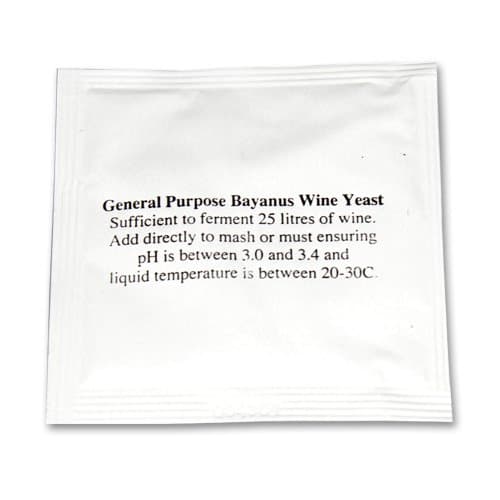 Bayanus Universal Wineyeast, general purpose, 5 gram sachet for 25 litres of wine