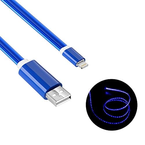 Lightning Cable, Geabon Flowing LED Light Up iPhone Charger Cable 3 ft USB A to Lightning Sync and Charging iPhone Cable Cord for iPhone X/8/7/7 Plus/6s/6s Plus/6/6 Plus/5s/5c/5/iPad/iPod (iOS Blue)