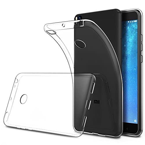 Weideworld Xiaomi Mi Max 2 Clear Glossy Durable Crystal Gel Skin (TPU) Case Cover+Full Coverage Tempered Glass Screen Protecotr Black