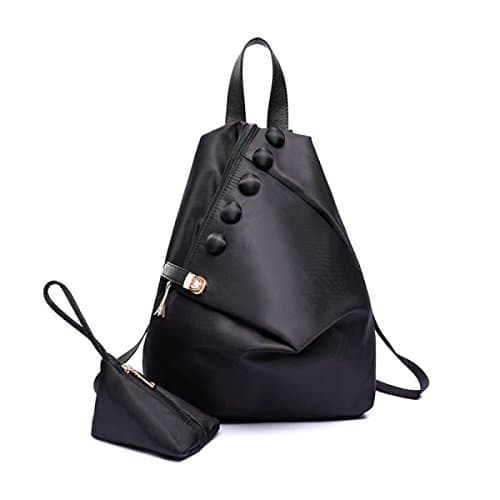 MYLL Backpack School Daypack Oxford Rucksack With Leather Handle Ideal For Women Ladies Girls College Gym Work Sports ,Black