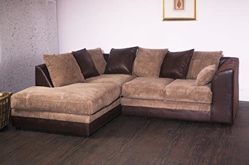 Dilo Dylan Corner Sofa Set optional Footstool (Brown &amp; Coffee, Left Hand Set)
