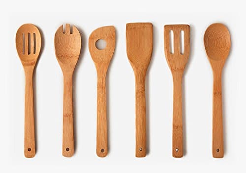 Home Basic Bamboo Cooking Utensil Set Utensils Utensil Spoon 6 per pack – 30.5 cm x 6 cm, 240 g (40g x 6)