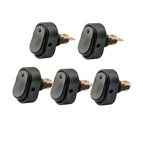 Reusious 30 Amp 12 Volt Blue LED ON-OFF Rocker Switch Toggle Triangle Plug Switch For Car Motorcycle Boat Marine 5-pack