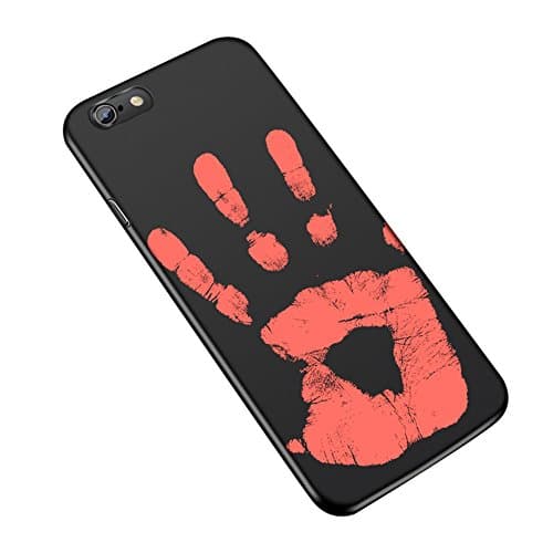 New Heat Sensitive Phone Case for iPhone 6/ 6s/ 6 Plus/ 6s Plus/ 7/ 7 Plus Thermal Sensor Phone Cover PU Hot Soft Case Color Changed with Temperature Thermal Induction Discoloration (iPhone 7 Plus, Black)