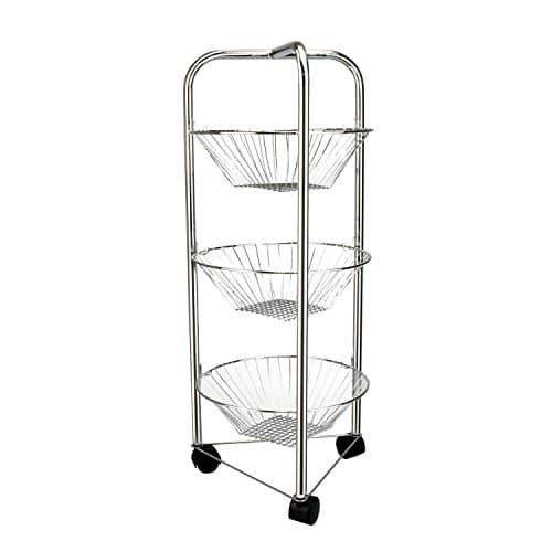 Veg Fruit Kitchen Trolley Rack Ideal Storage 3-Tier Chrome Basket Size 30cm NEW