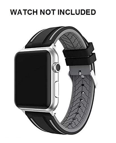 Brain Freezer D10 Replacement Silicone Watch Strap for Apple iWatch Band Series 4 40mm Black Grey (Watch Not Included)