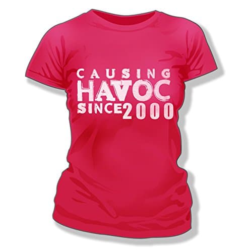 Causing Havoc Since 2000 18th Birthday Present - Womens T Shirt Black or Pink