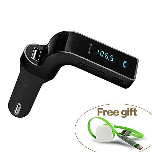 Rugum L-Design Bluetooth FM Transmitter with USB Charger for Car,Wireless Hand Free Calling Music Player for IPhone,Smartphone,Mobile phone,Car Kit Radio Display Adapater (Black)