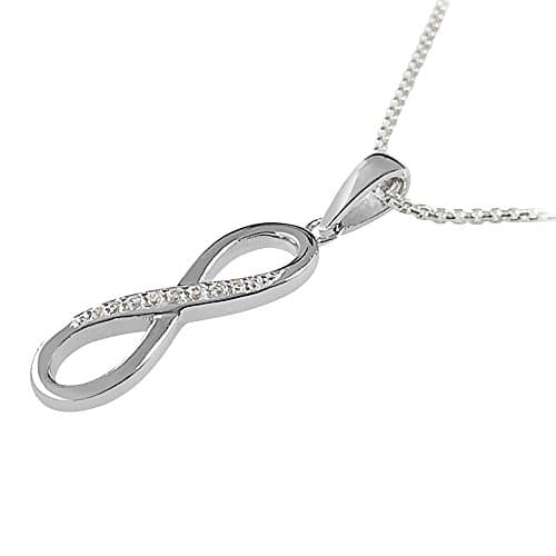 Paul Wright JewelleryPaul Wright 925 Silver Infinity Pendant Necklace set with Cubic Zirconia Accents, 16” plus 2” Extender