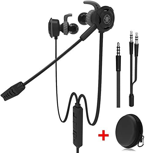 Wired E-Sport Earphone with Adjustable Mic for PS4, Laptop Computer, Cellphone,and so on, maxin 3.5mm Wired Earburds with Snug and Soft Design, Inline Controls for Hands-free Calling (Black)