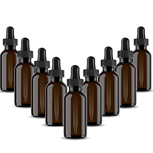 Glass Bottles 9 Pack 30 ml Refillable Empty Amber Bottle with Dropper and Cap - DIY Blends Supplies Tool Accessories Perfume Aromatherapy - Carrier Oil Kit