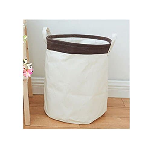 Saint Kaiko Cotton Pop Up Laundry Hamper Foldable with Lid Laundry Basket Laundry Bin Round Storage Basket Dirty Clothes Holder for Nursery Toys Clothing (Brown)