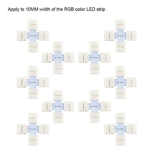 VILSOM 10 MM 10 PCS 4-pin + -Shape-Corner Connector for RGB 5050 LED Strip,Strip to Strip