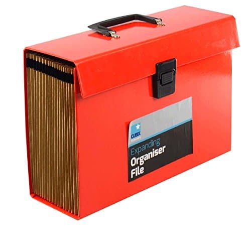 Large 18 Pocket A4 Expanding File Organiser A4 Document Paper Folder 3 Colours. (Red)
