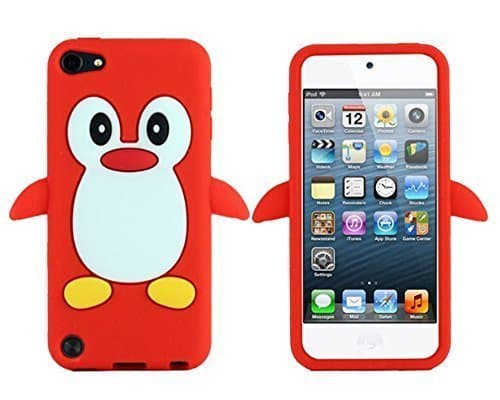 Tsmine Apple iPod touch 6th,5th Generation Penguin Cartoon Case - Cute 3D Penguin Soft Silicone Back Washable Cover Case Protective Skin, Green