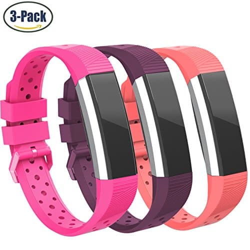 RETECK Fitbit Alta and Alta HR Soft Silicone Straps Small (5.5" - 7.5"), Adjustable Accessory Replacement Sport Bands With Sixteen Colors for Fitbit Alta and Alta HR Women Men - 3 Packs