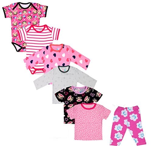 Sofie & Sam London, Baby Cloths Set/Pack/Combo of 7 pcs Organic Cotton (H/S Tee : 2 Pcs,F/S Tee : 2 Pcs, H/S Bodysuit : 2 Pcs, Pajama : 1 Pcs)
