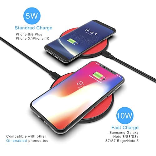 Wireless Charging Pad Apple X QI Fast Wireless Chargers Quick Charge, Standard Charge for iPhone X / 8 / 8 Plus / Nexus / Xperia &amp; Fast Charge for Galaxy S8 / S8+ / S7 / S7 Edge