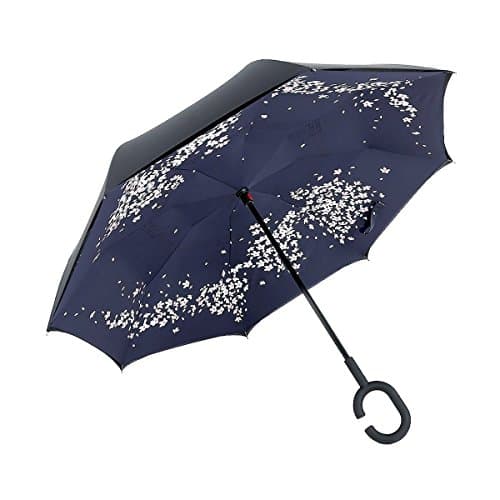 Inverted Umbrella Double Layer New Innovative Multifunctional Rain/UV/ Wind Protection Car Reverse Folding Umbrella with C-shaped Handle