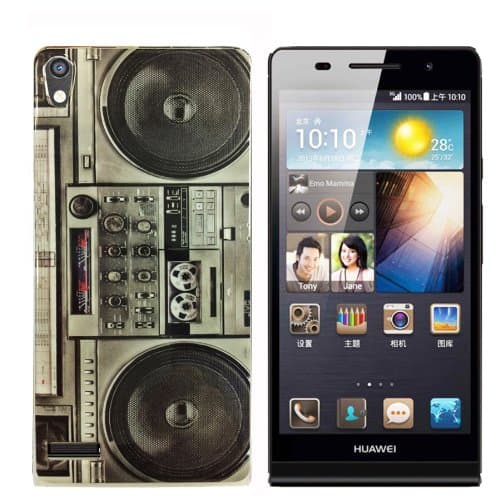 Gada Protective Case for Huawei Ascend P6 / Silicone Thermoplastic Polyurethane / Stylish Cassette Recorder Design