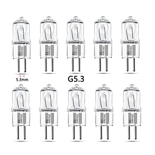 qobobo® G5.3 Halogen Light Bulb Capsule Lamp, Pack of 10, 25Watt, Warm White, 110-120V 220-240V