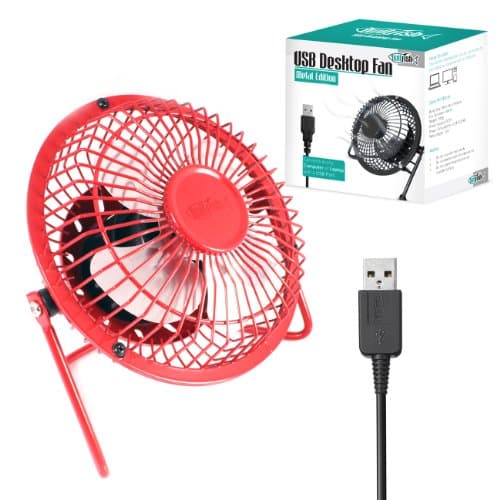 TwitFish - Metallic Portable Fan ** RED ** (Powered by USB)