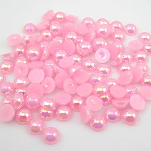 MajorCrafts® 500pcs 5mm Light Pink AB Flat Back Half Round Resin Pearls C07
