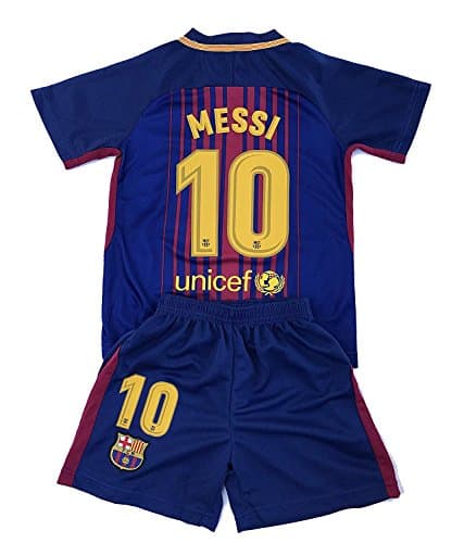 Messi Jersey Youth #10 - 2017-2018 Home Jersey &amp; Shorts for Kids