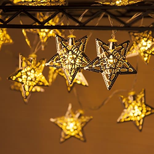 led string lights MAXAH Garland Lights String 20 stars light Five-pointed Star String for bedroom a good decoration perfect for birthday wedding Valentine's Day Christmas etc Battery Operated (3 X AA batteries not included) Warm White
