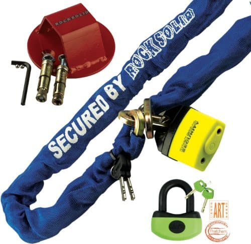 Motorcycle Security Kit (RS Sword Chain+ Padlock 120cm &amp; RS Ground Anchor &amp; Thatcham Mini-U Disk Lock)