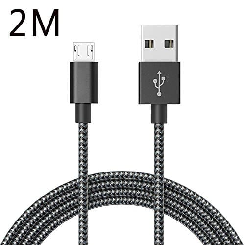 Micro USB Cables, EYESWORLD Ultra Durable High Speed Nylon Braided Sync and Charge Cables Sync and Charge for Android Smartphones Samsung, Nexus, LG, Sony, BlackBerry, HTC, Motorola, Nokia, Kindle, PS4 Controller (2M Black)