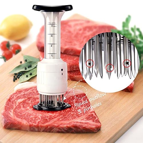 Meat Tenderizer - 304 Stainless Steel Kitchen Tool Meat Tenderizer Needle 3 Pinholes Injector, for Tenderizing Any Meats,Professional Meat Tenderising Tool for Beef/Steak/Chicken/Pork/Veal