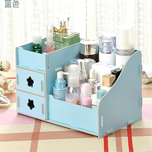 Version of the DIY Multi - Functional Wooden Cosmetics Storage Box Desktop Storage Box , blue