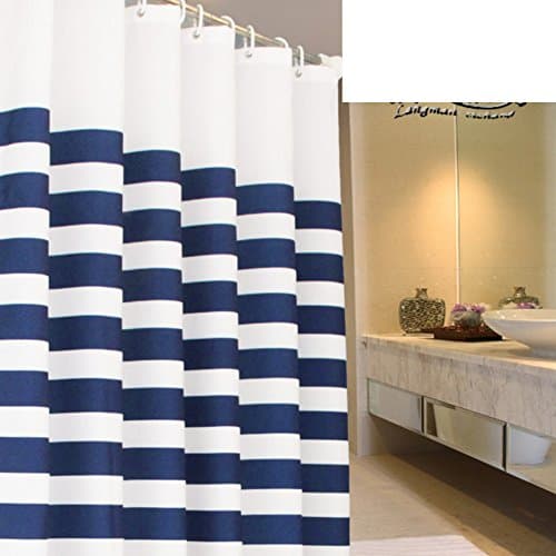 Shower CurtainsÂ /Thickened White-Navy Blue bathroom mold waterproof polyester fabric/ curtain/ bathroom curtains-Q