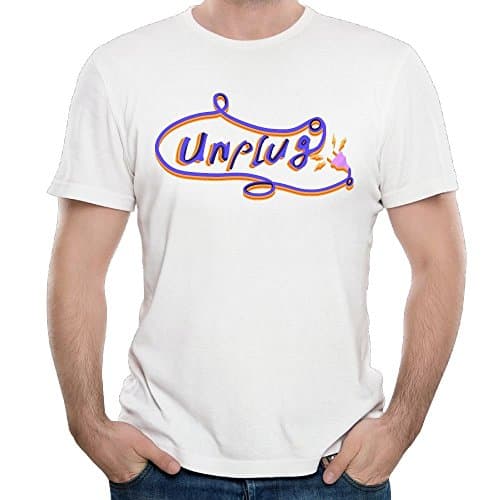 MKNSEJI Unplug Plug Power Plug Ear Plugs Cute Designer Students O-Neck Short Sleeve Tee Shirts Fashion 100% Cotton Casual Wear 3X,White