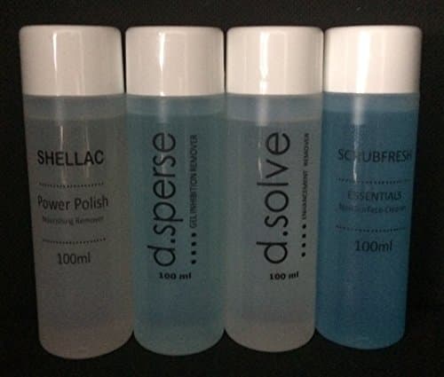 CND Offly Fast Remover, D Solve, D Sperse & Scrub Fresh - Super Mini Essentials Shellac/Gel Nail Kit - Decanted 100ml Bottles (Posted to mainland UK only)