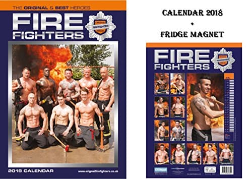 FIREFIGHTERS A3 CALENDAR 2018 + FIREFIGHTERS FRIDGE MAGNET