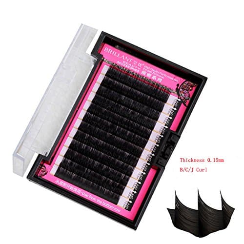 12rows/ tray,8-13mm mixed length in a box,Thickness 0.15mm B/C/J Curl Beauty Nature Long Individual Eye Lashes Extension Black Soft Volume Fake False Eyelashes Make Up Tools (C Curl)