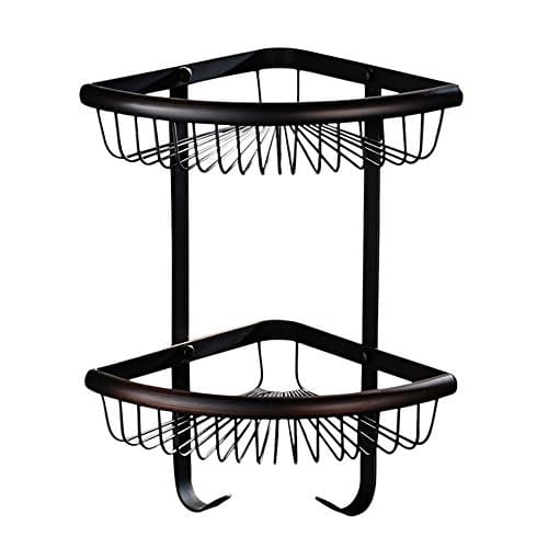 MIAORUI European style all copper, black bronze, triangular frame, shower room, shelving, black antique, double angle basket